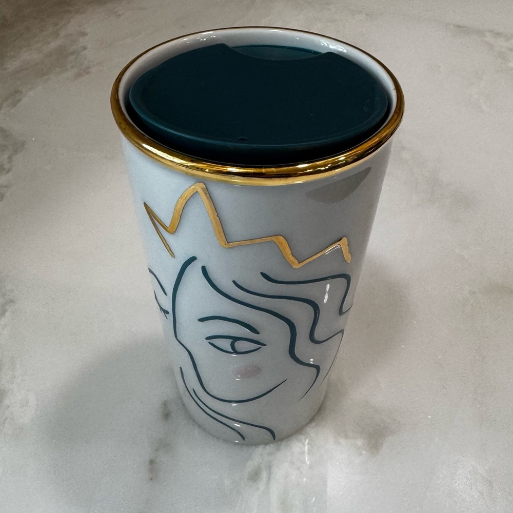 Starbucks 2017 Anniversary Crown Siren White Tumbler Traveler Mug 1 Oz - Picture 3 of 4